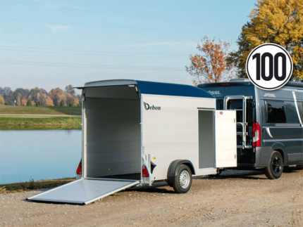 Debon Kofferanhänger Cargo H:190cm 1,3t|Alu, Polybug|Tür|blau